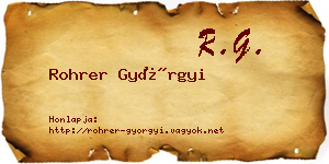 Rohrer Györgyi névjegykártya